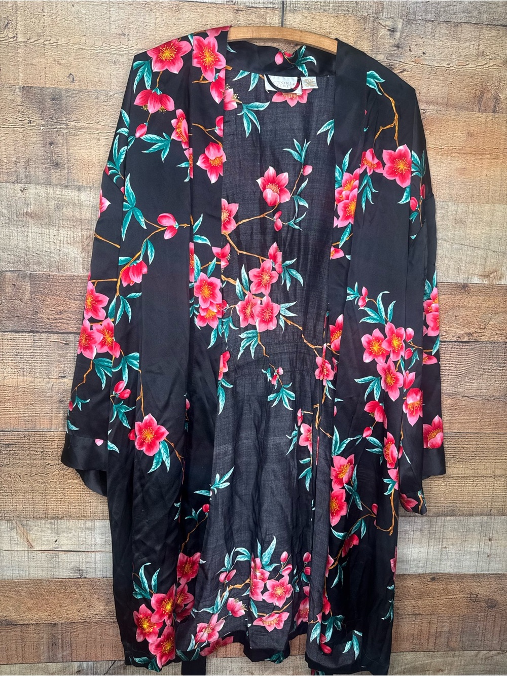 VTG Victoria's Secret Gold Label 100% Silk Robe Japanese Cherry Blossom Y2K